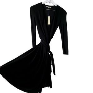 41 Hawthorn Wrap Dress Size XS Black A-Line Stretch Long-Sleeved Classic Modest